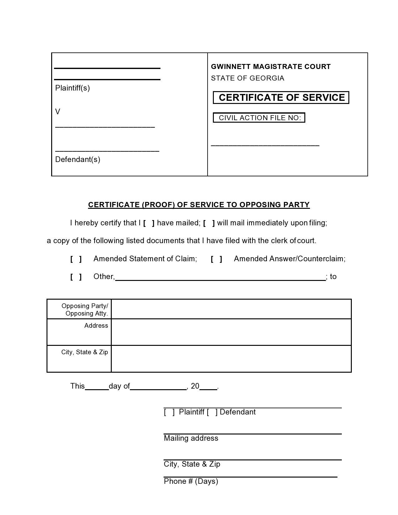 Free proof of service form 21