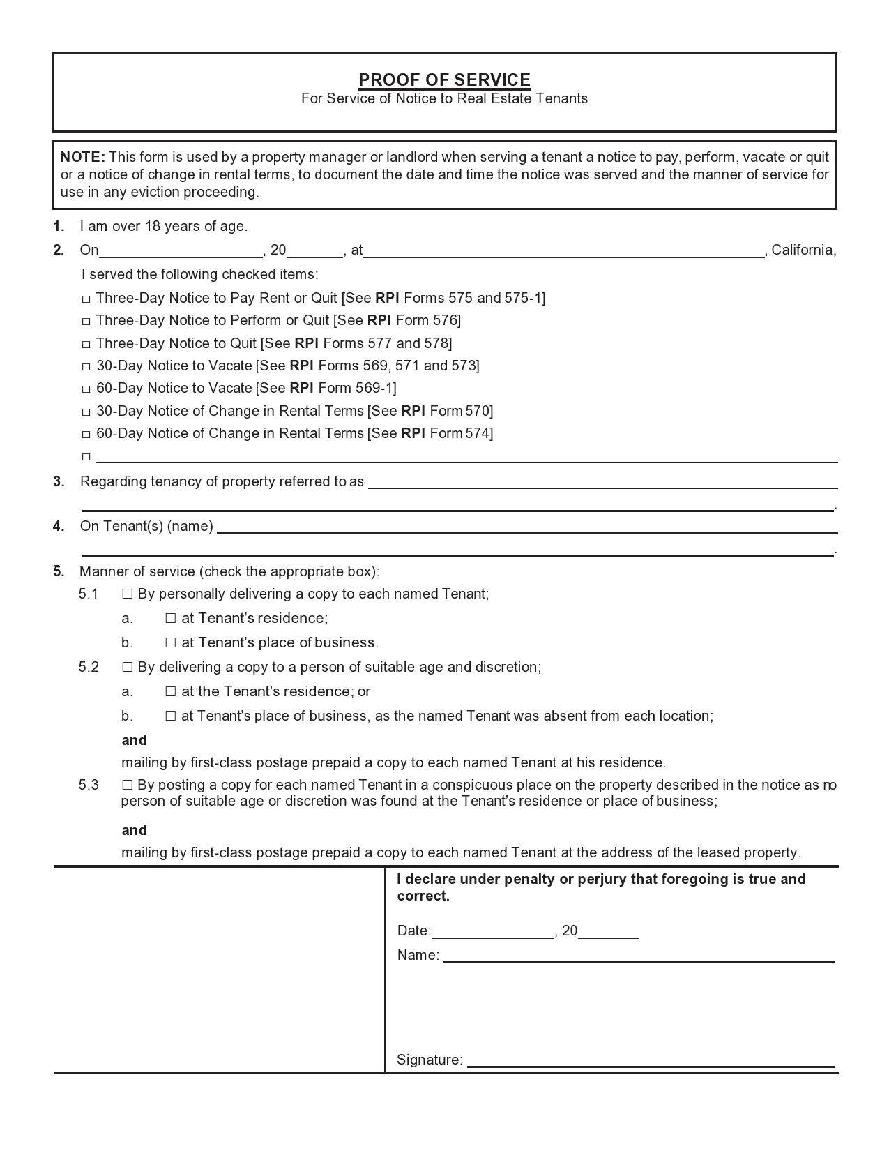 Free proof of service form 26