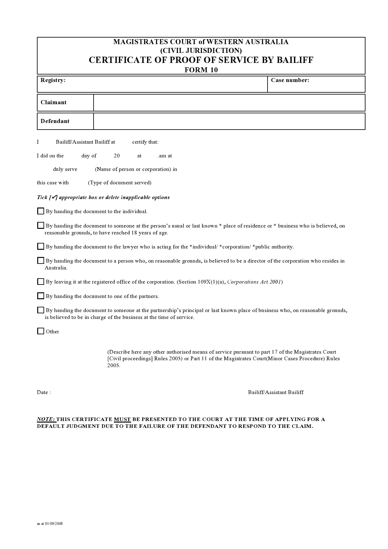 Free proof of service form 31