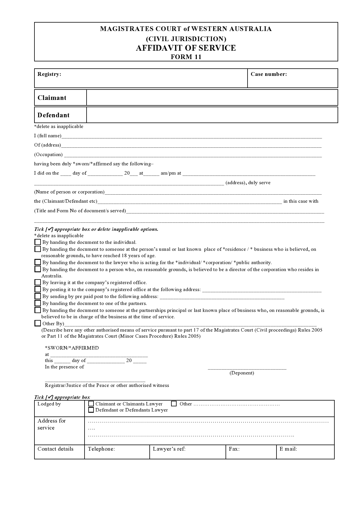 Free proof of service form 32