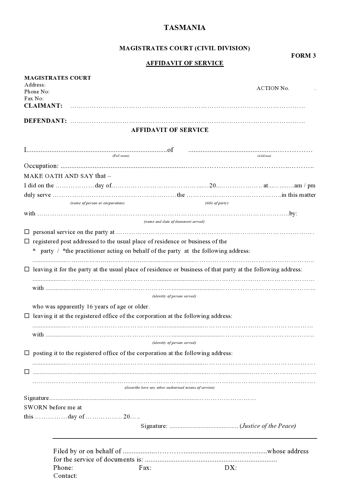 Free proof of service form 39