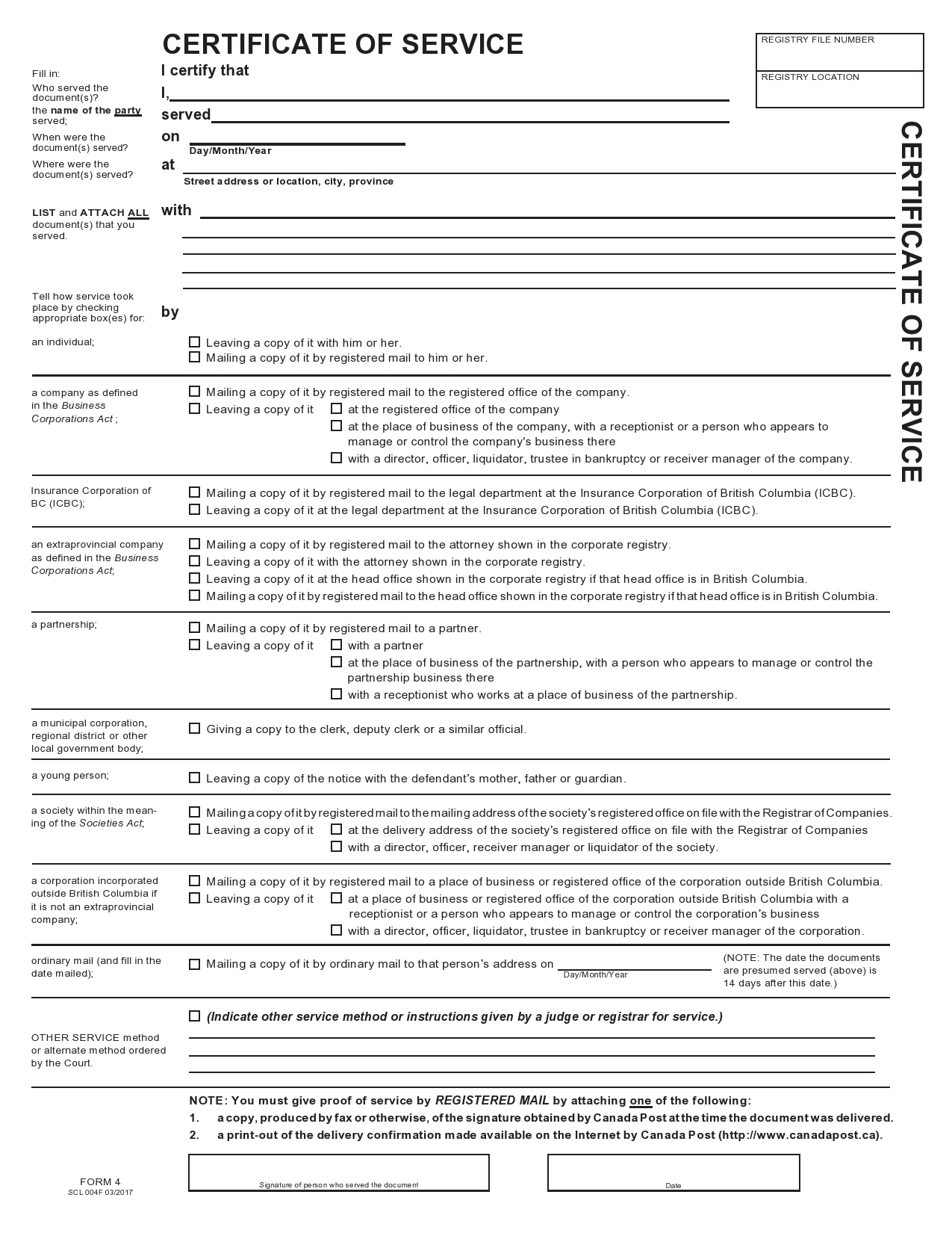 Free proof of service form 42
