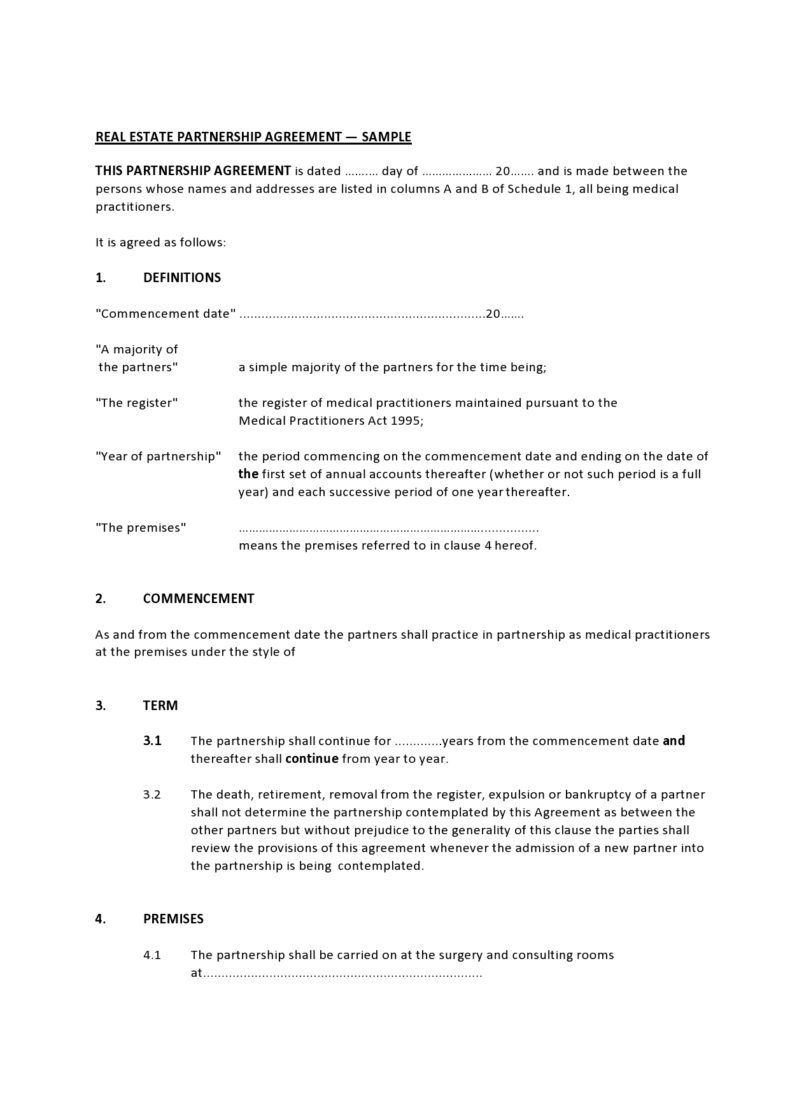 30 Best Real Estate Partnership Agreement Templates [Word]