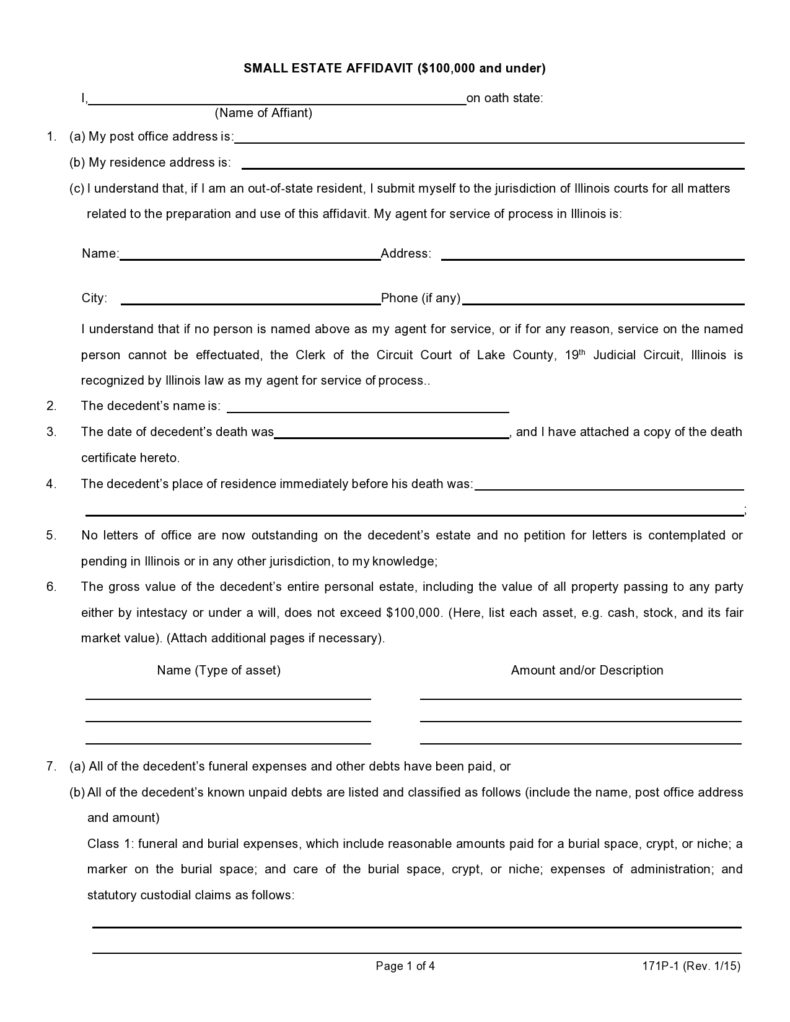 44 Useful Small Estate Affidavit Forms Printable Free