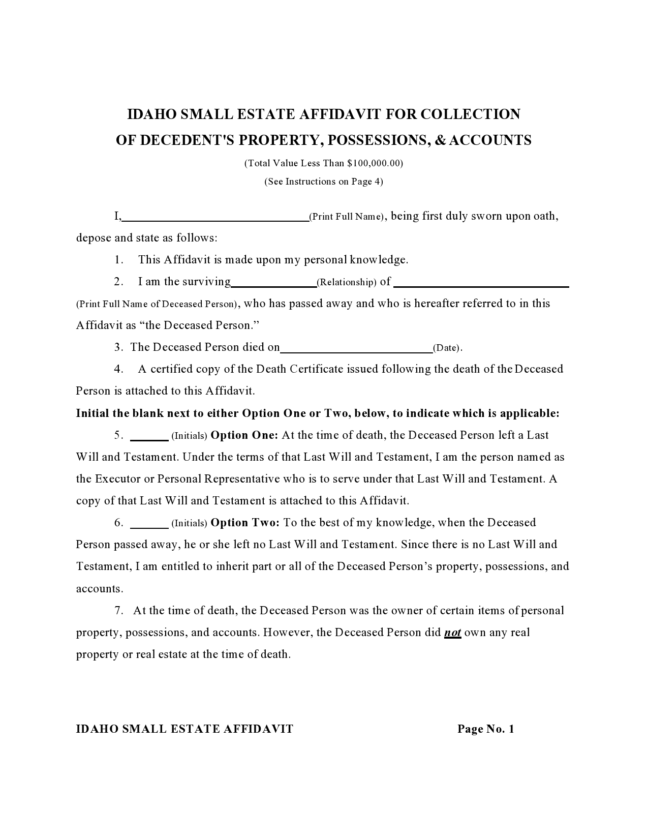 Free small estate affidavit 20