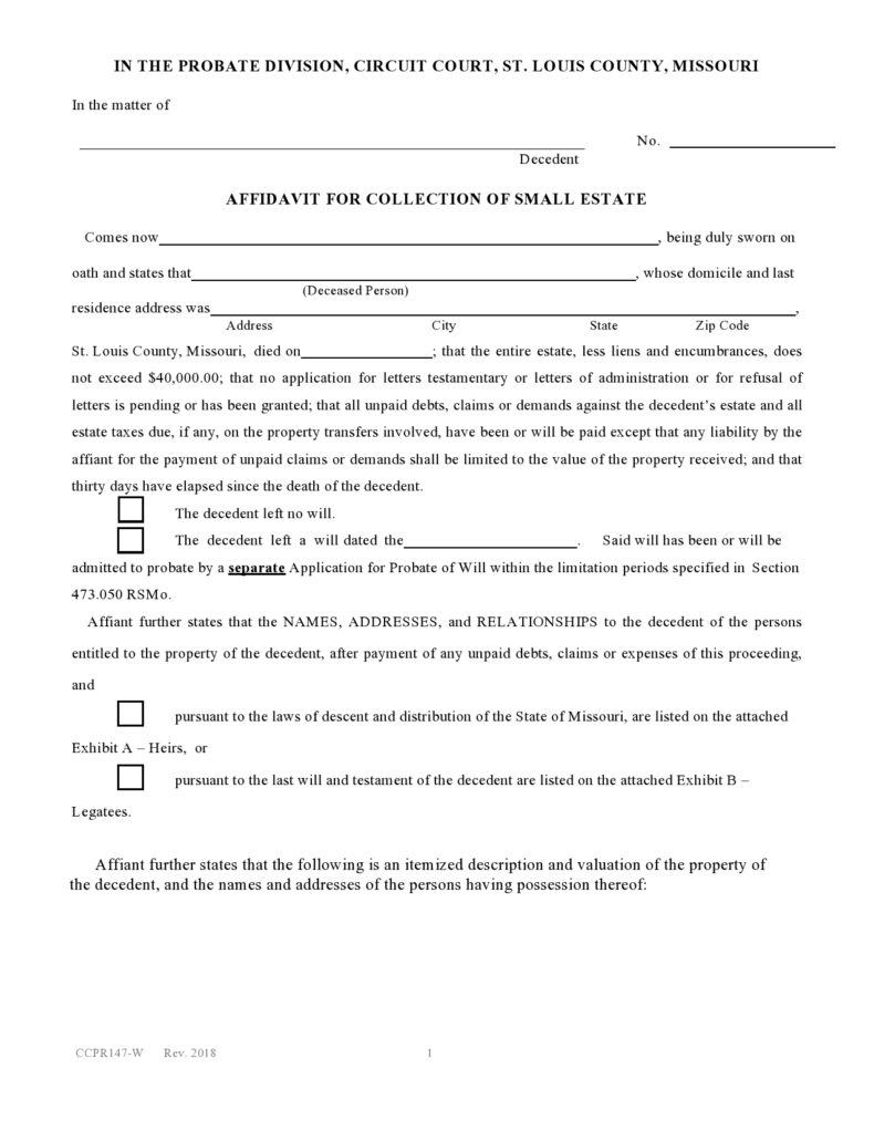 44 Useful Small Estate Affidavit Forms [Printable & Free]