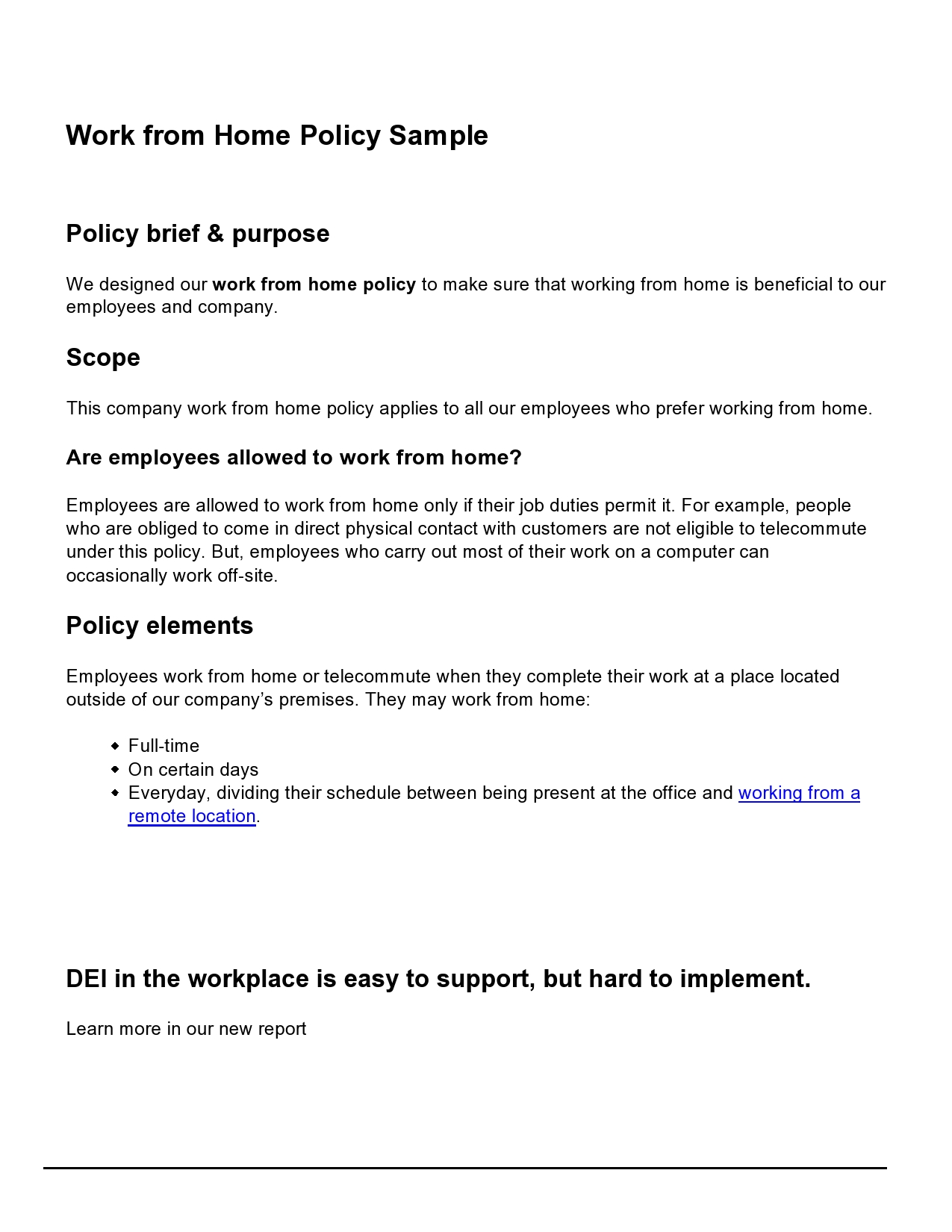 Free work from home policy 21
