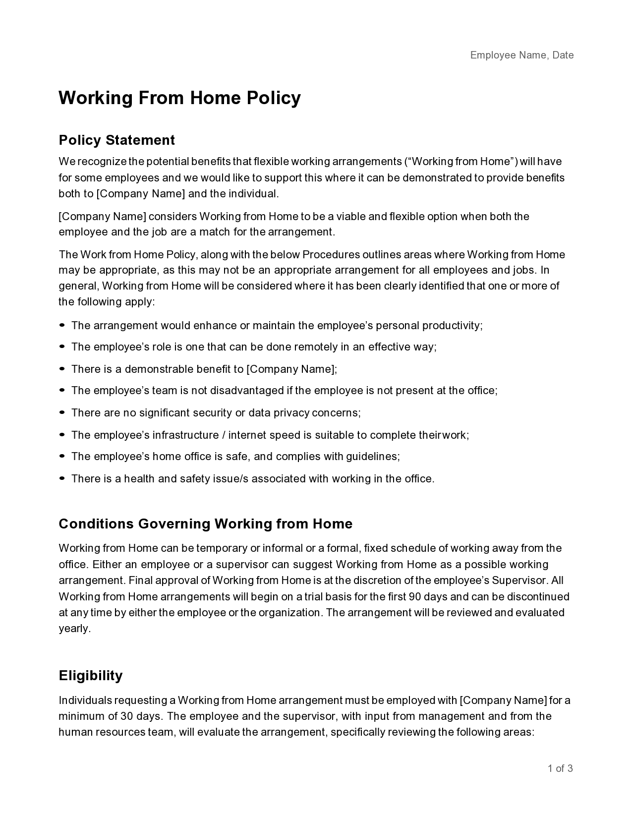 Free work from home policy 27