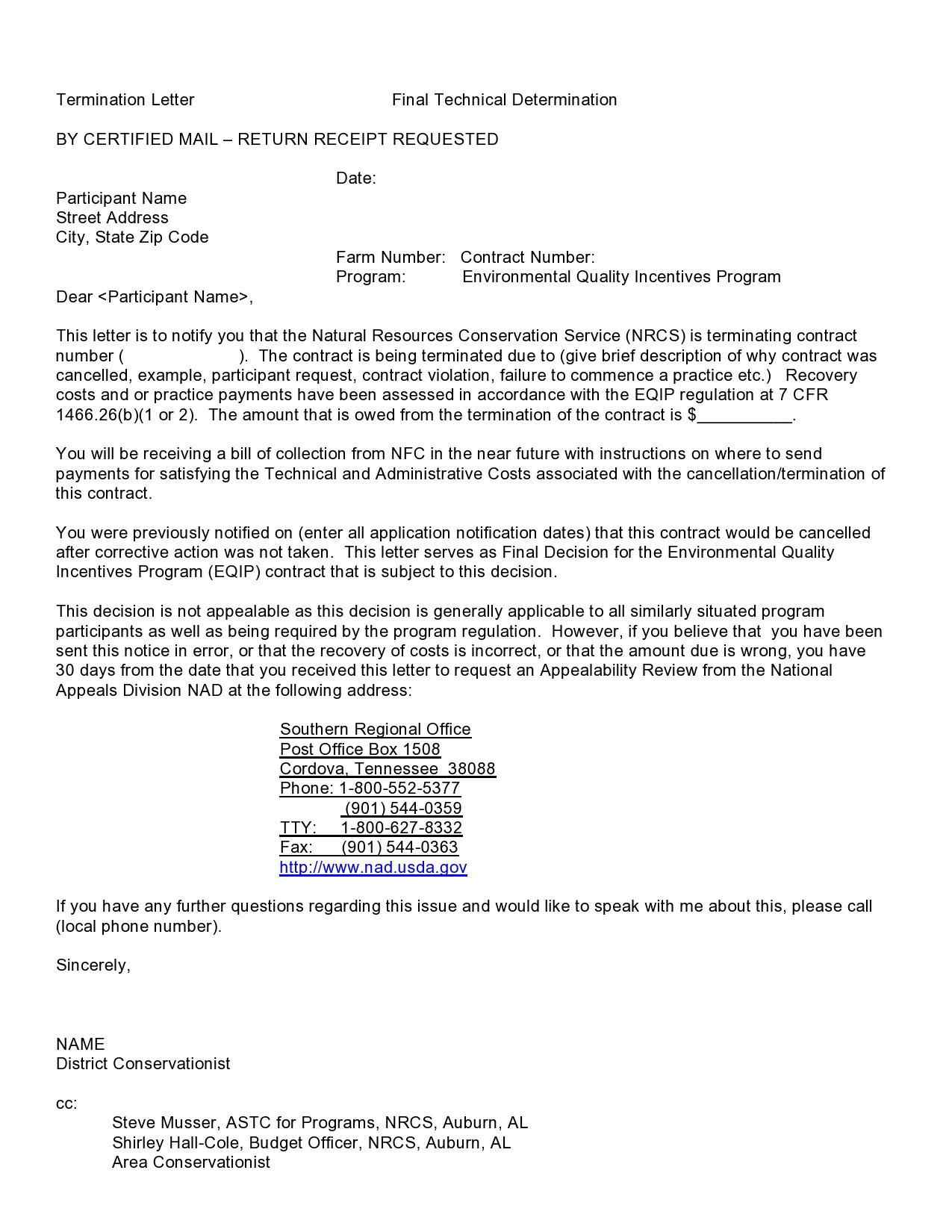 Free contract termination letter 03