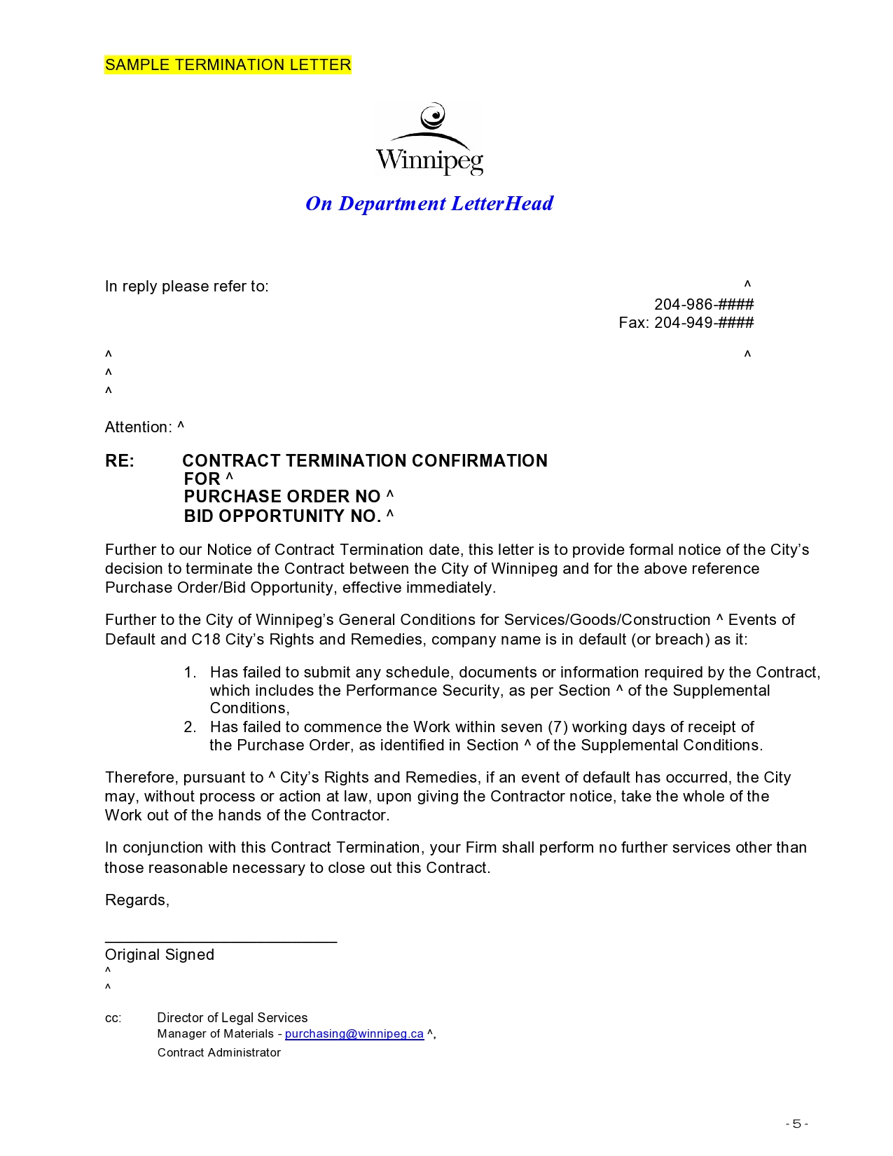 Free contract termination letter 06