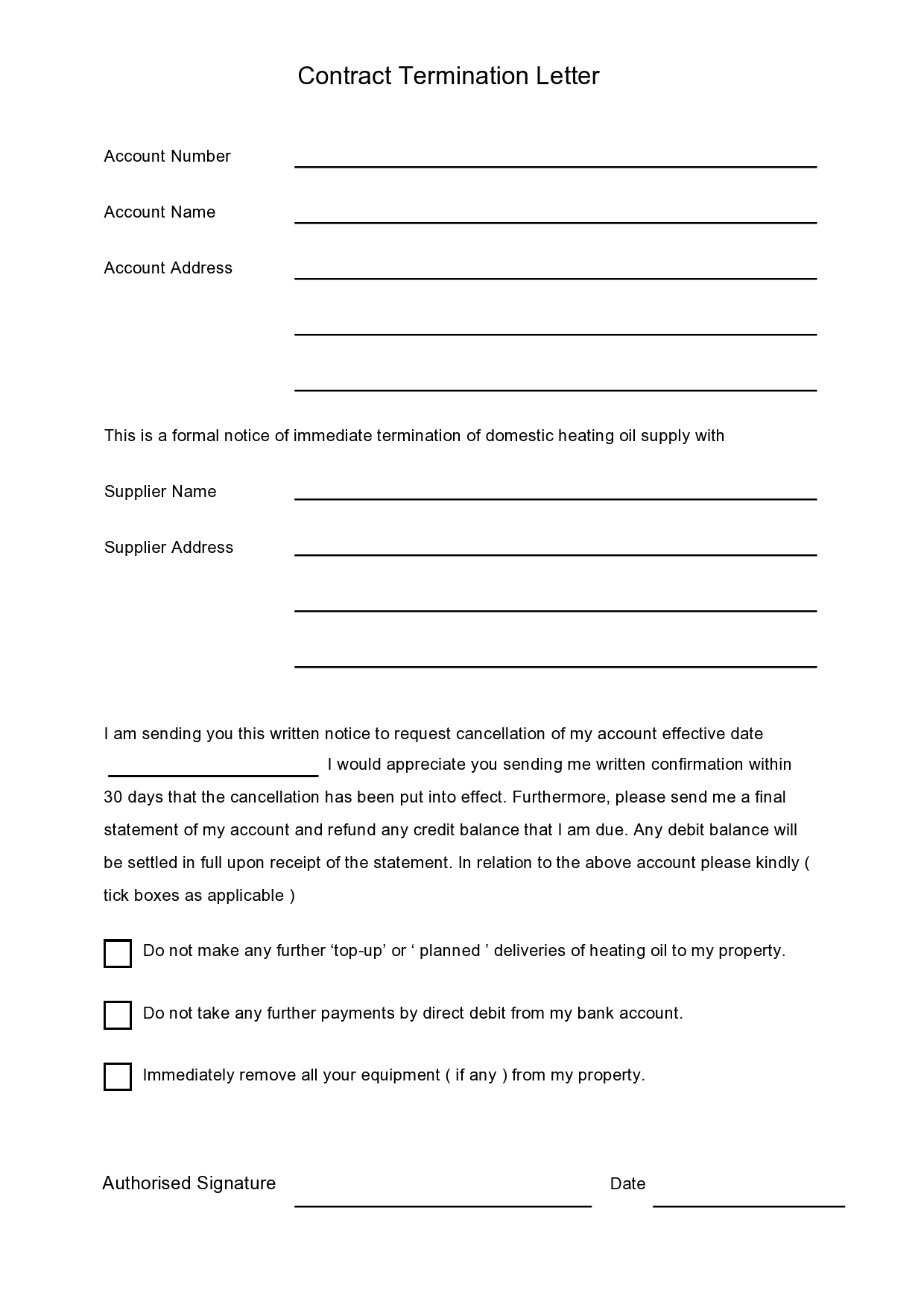 Free contract termination letter 07