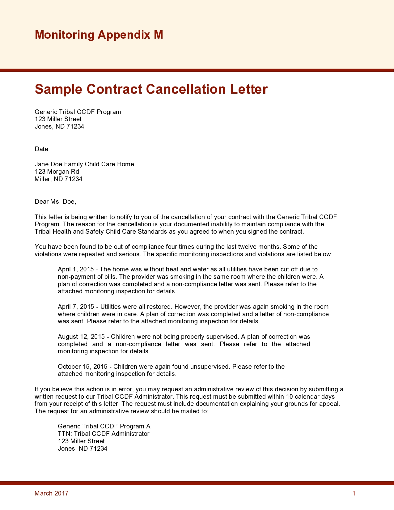 Free contract termination letter 25