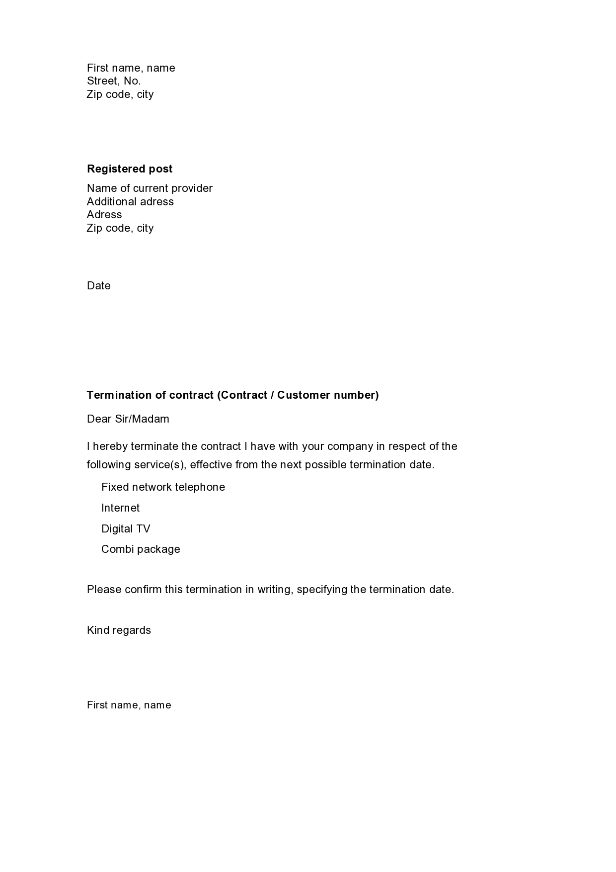 Free contract termination letter 26