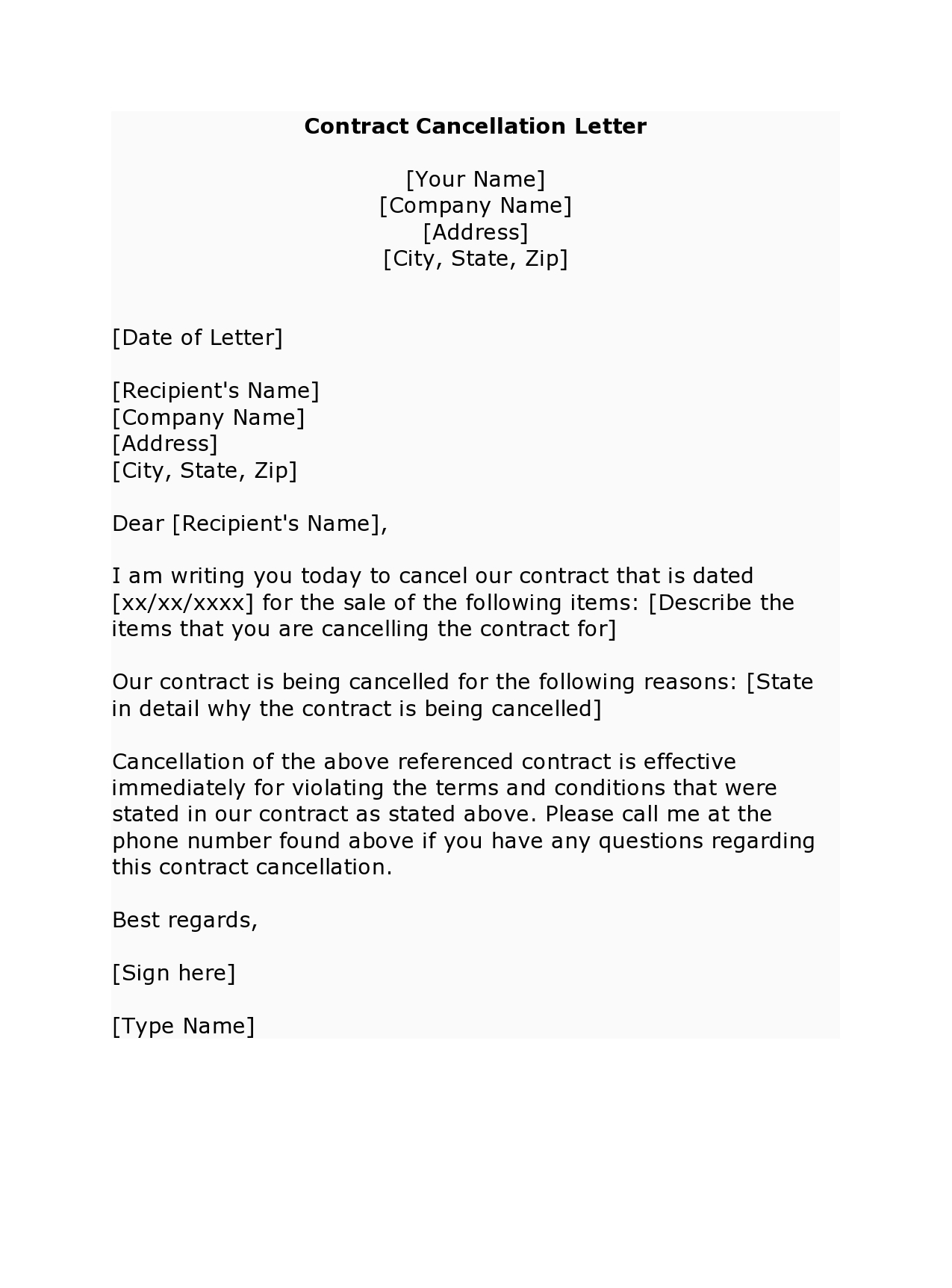 Free contract termination letter 32