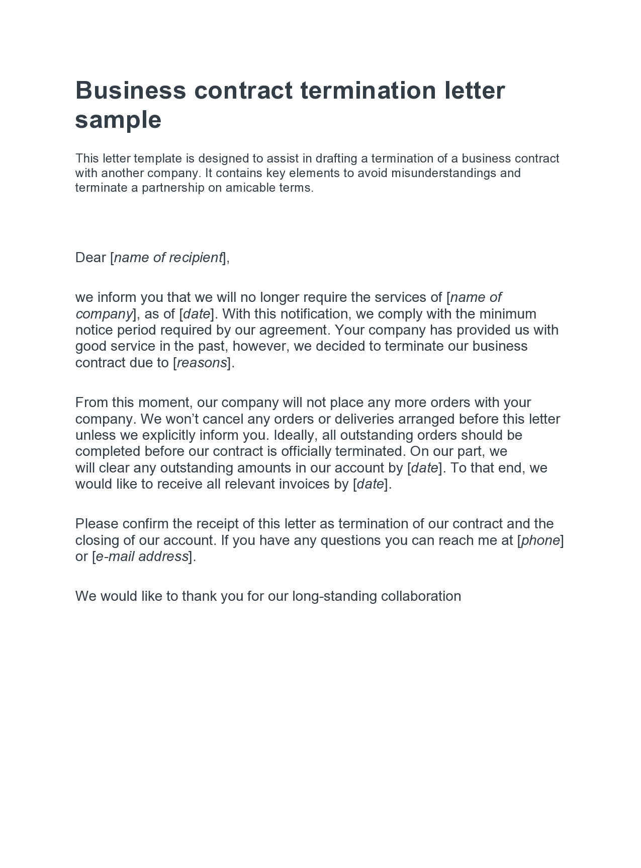 Free contract termination letter 33