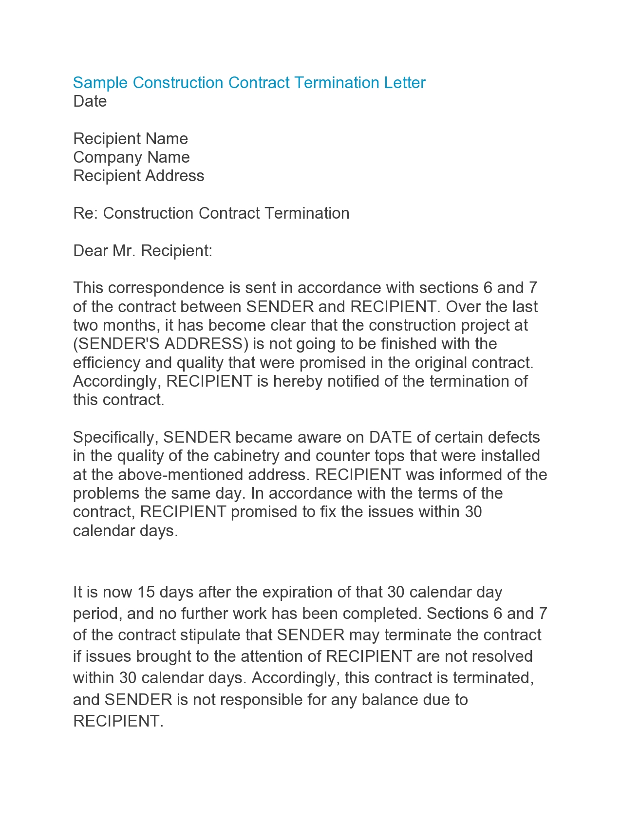 Free contract termination letter 41