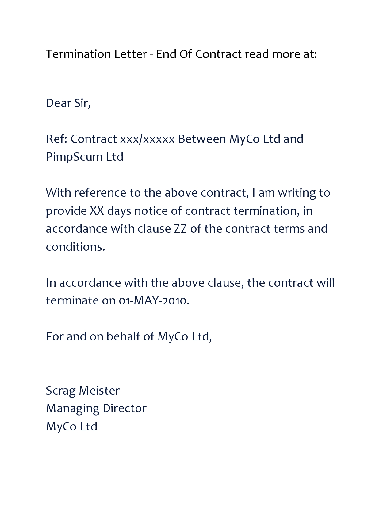 Free contract termination letter 44