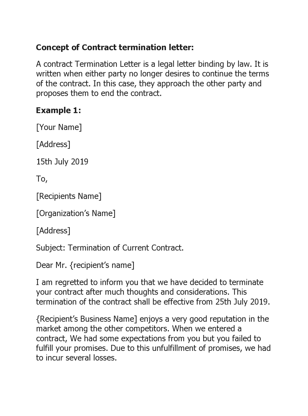 Free contract termination letter 45