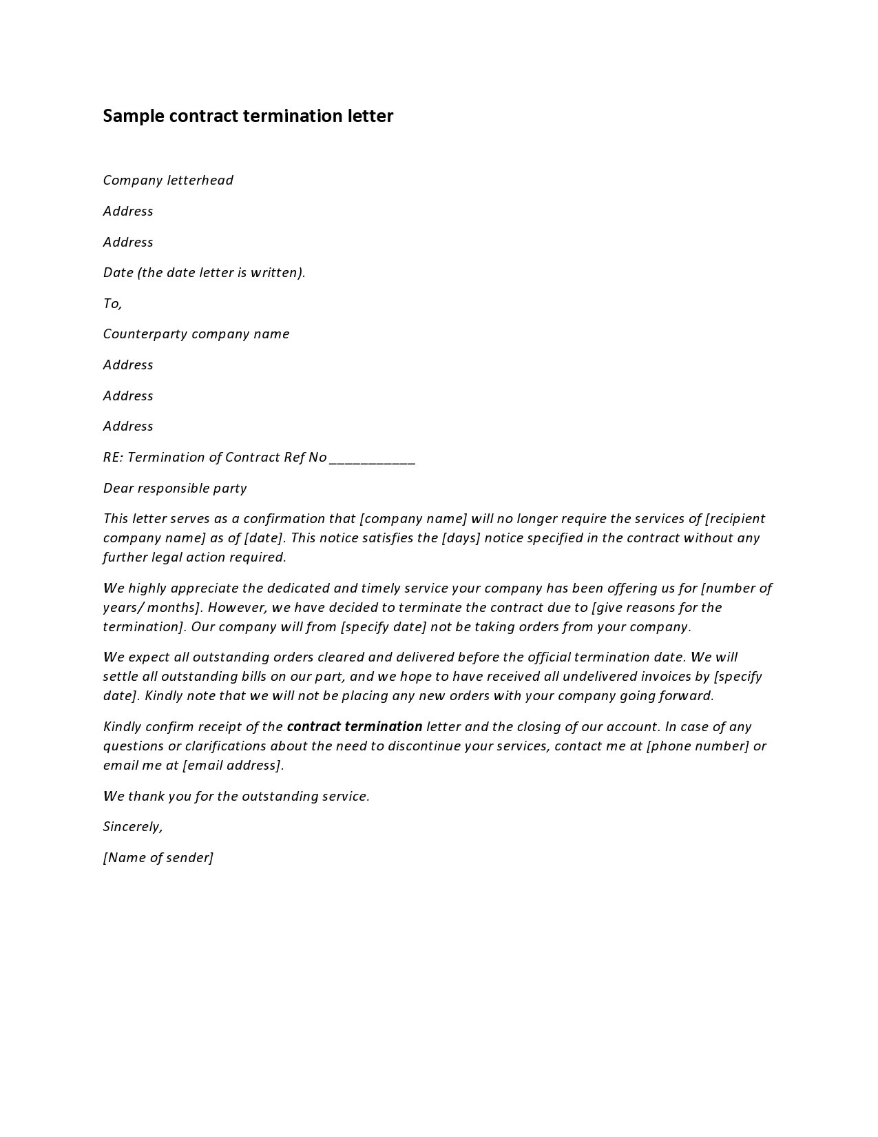 Free contract termination letter 46