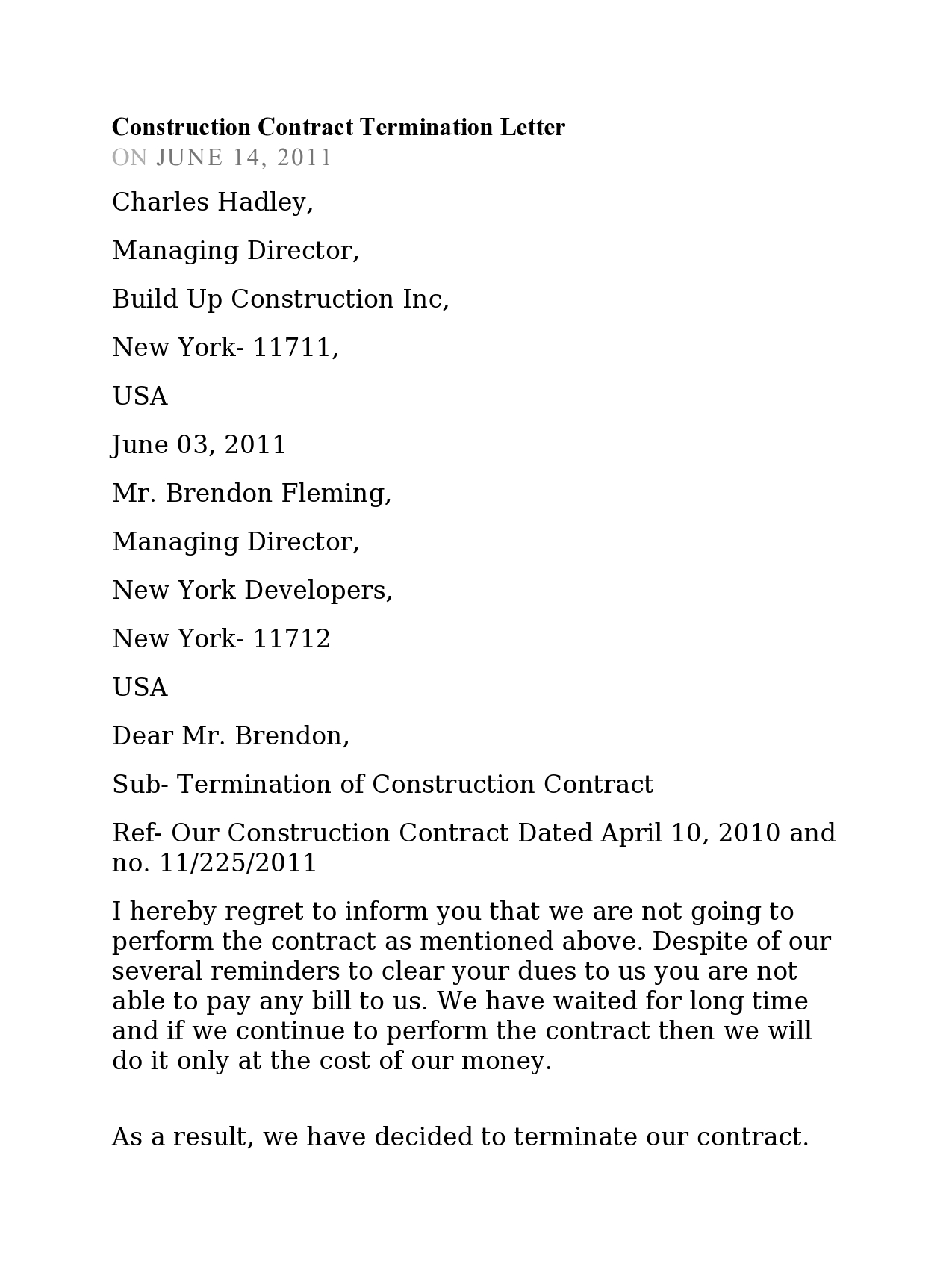 Free contract termination letter 48