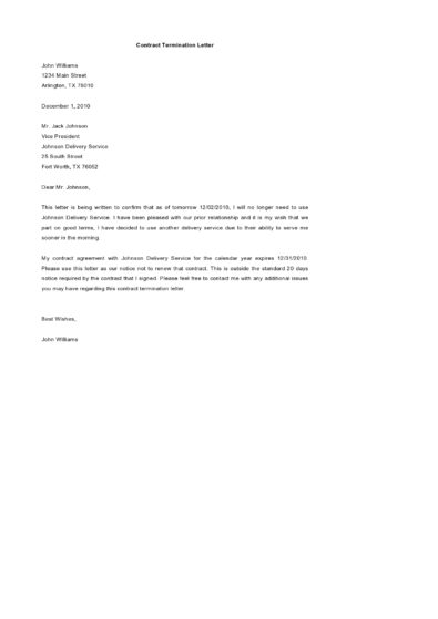 50 Best Contract Termination Letter Samples [+Templates] ᐅ TemplateLab