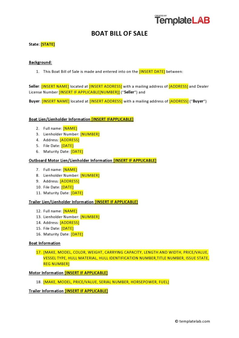 Boat Bill of Sale