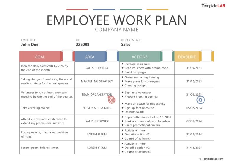 create a work plan template