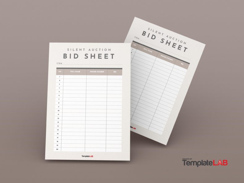Silent Auction Bid Sheet