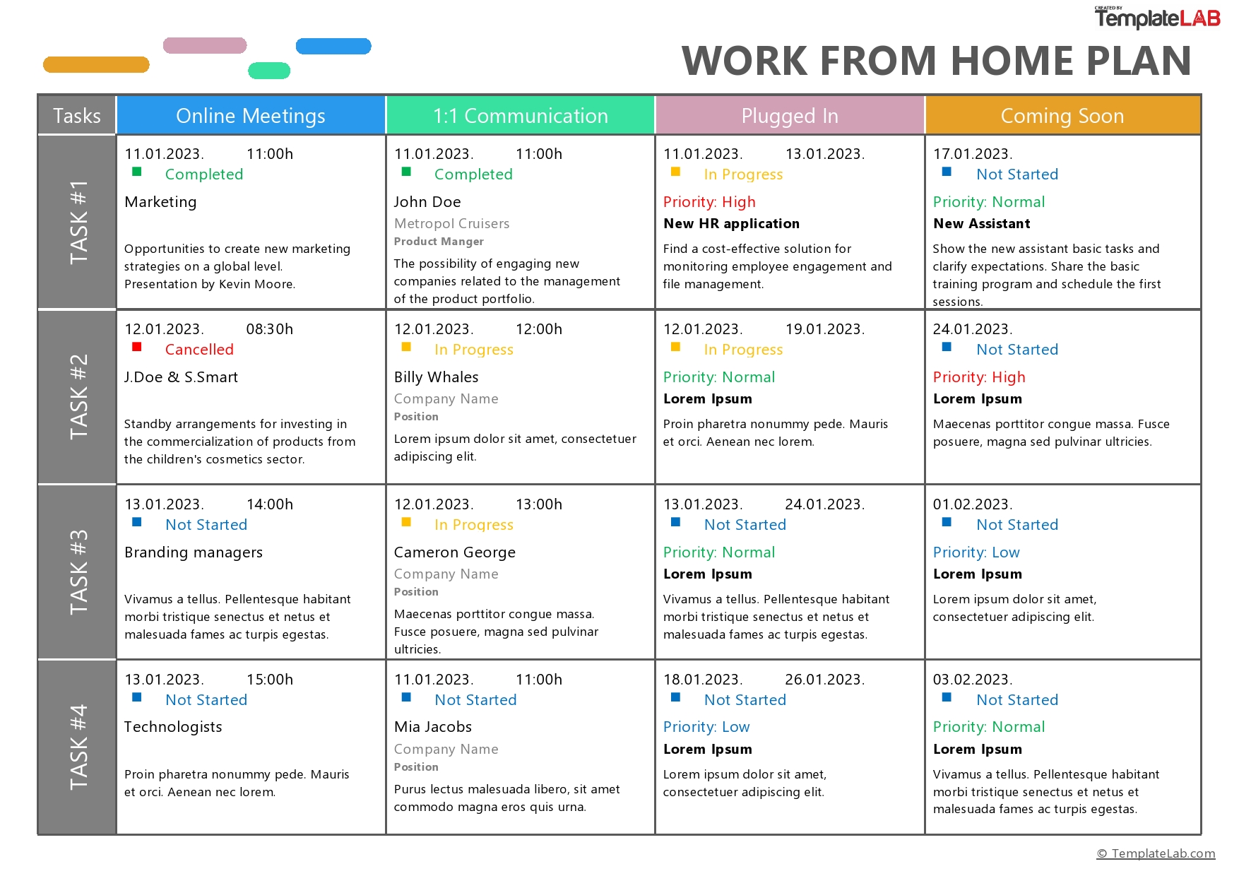 Free Work From Home Plan Template
