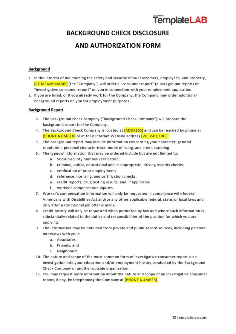Background Check Forms