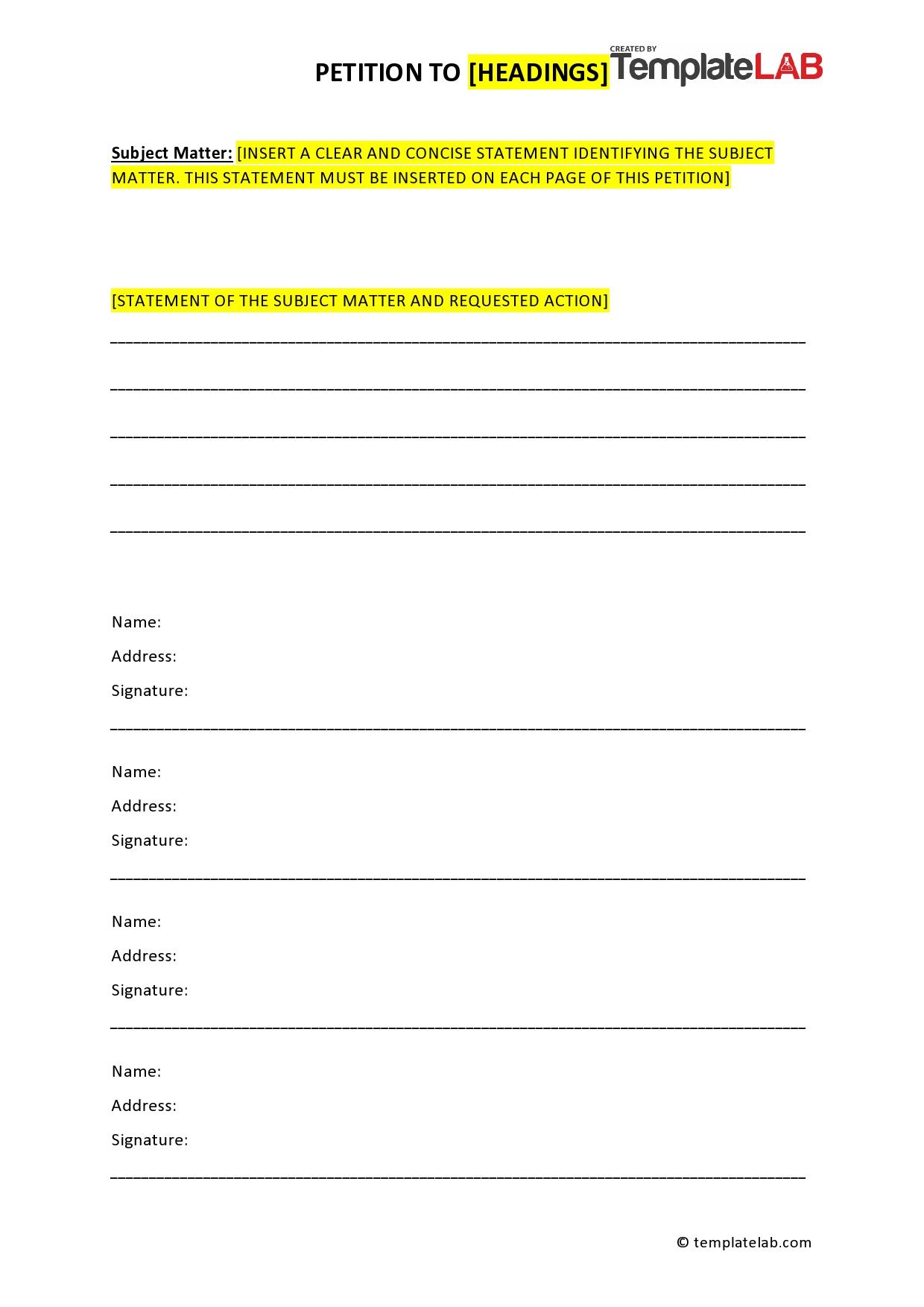 Free Petition Template