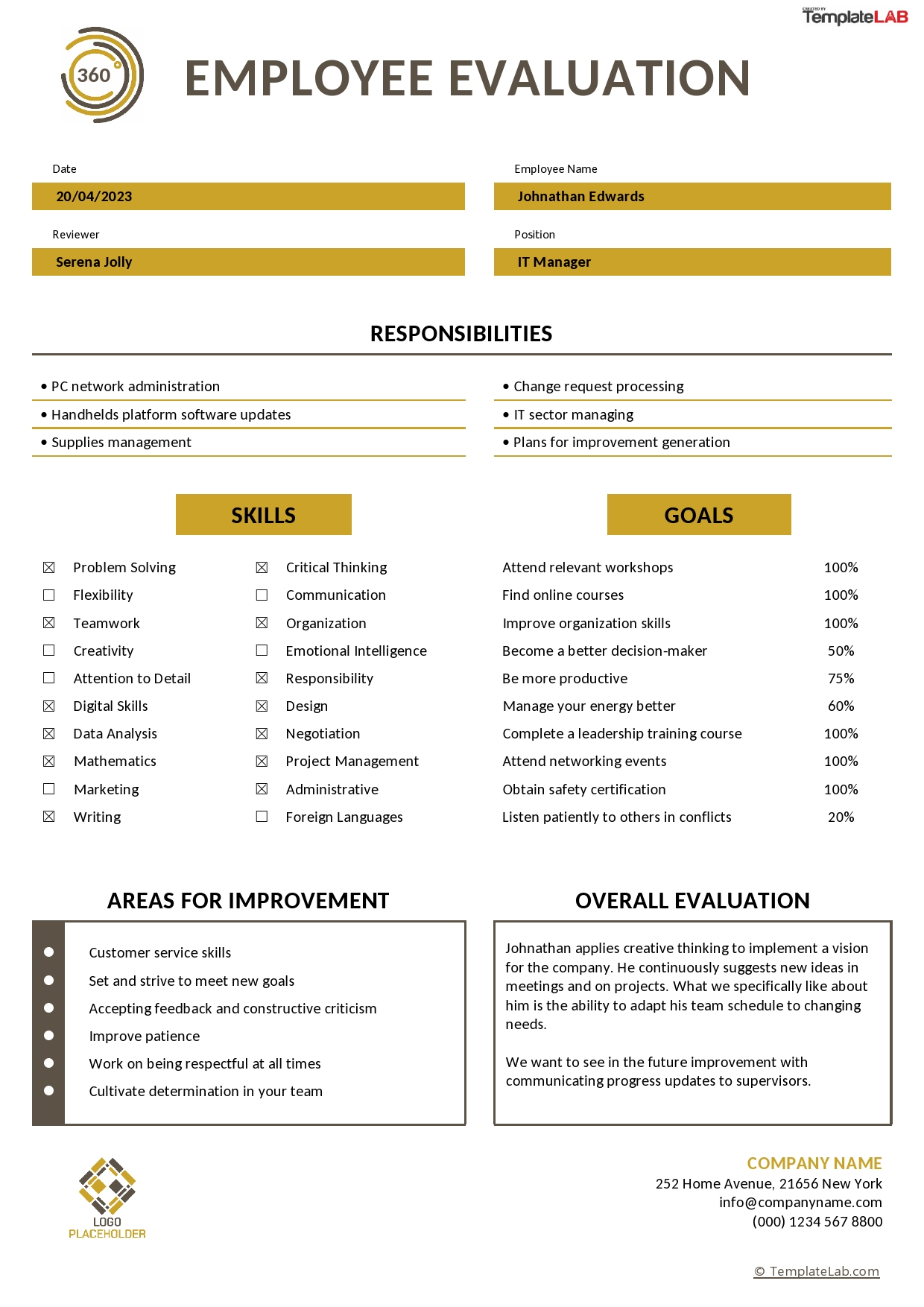 Free 360 Degree Employee Evaluation Template