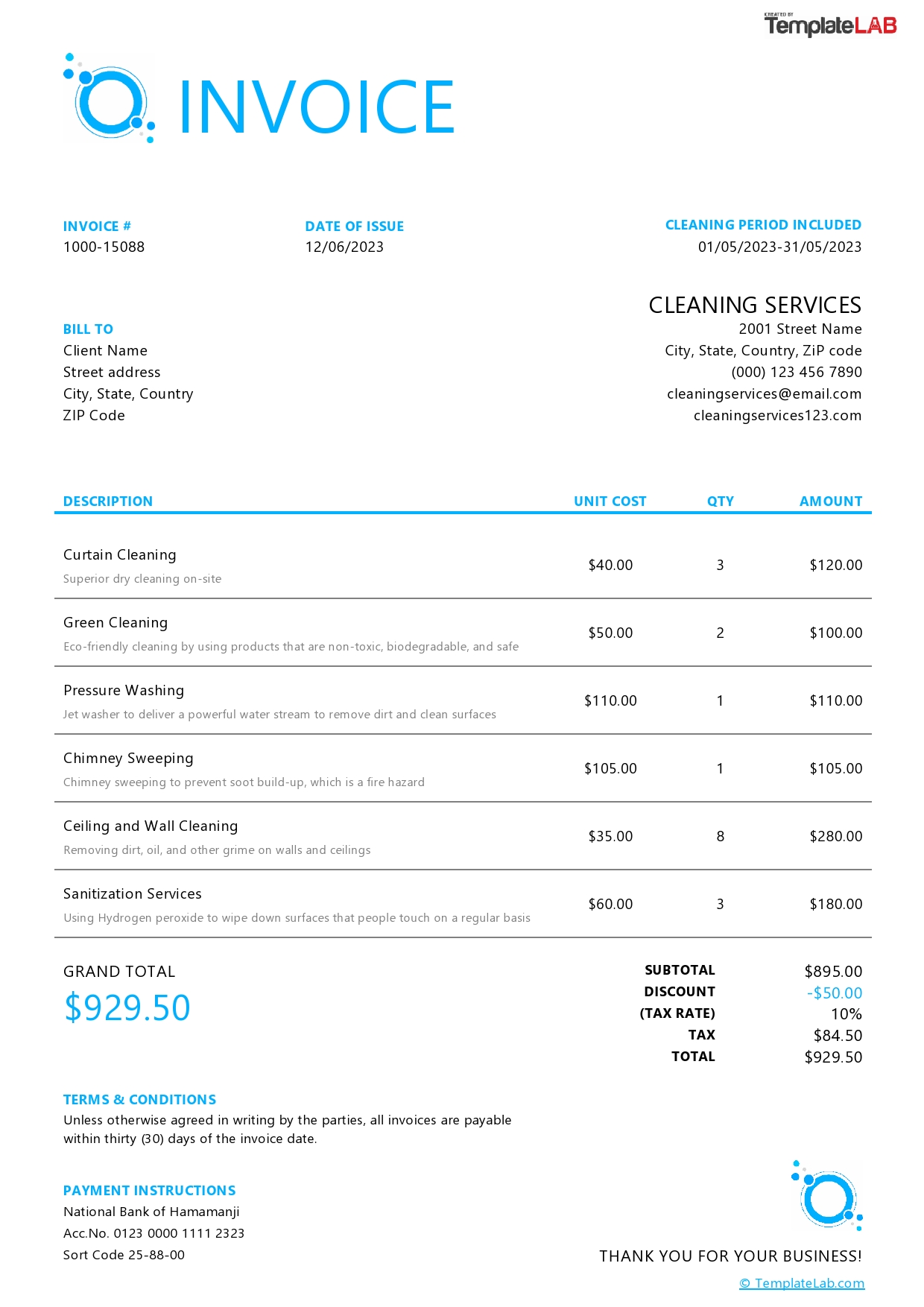 Free Cleaning Invoice Template