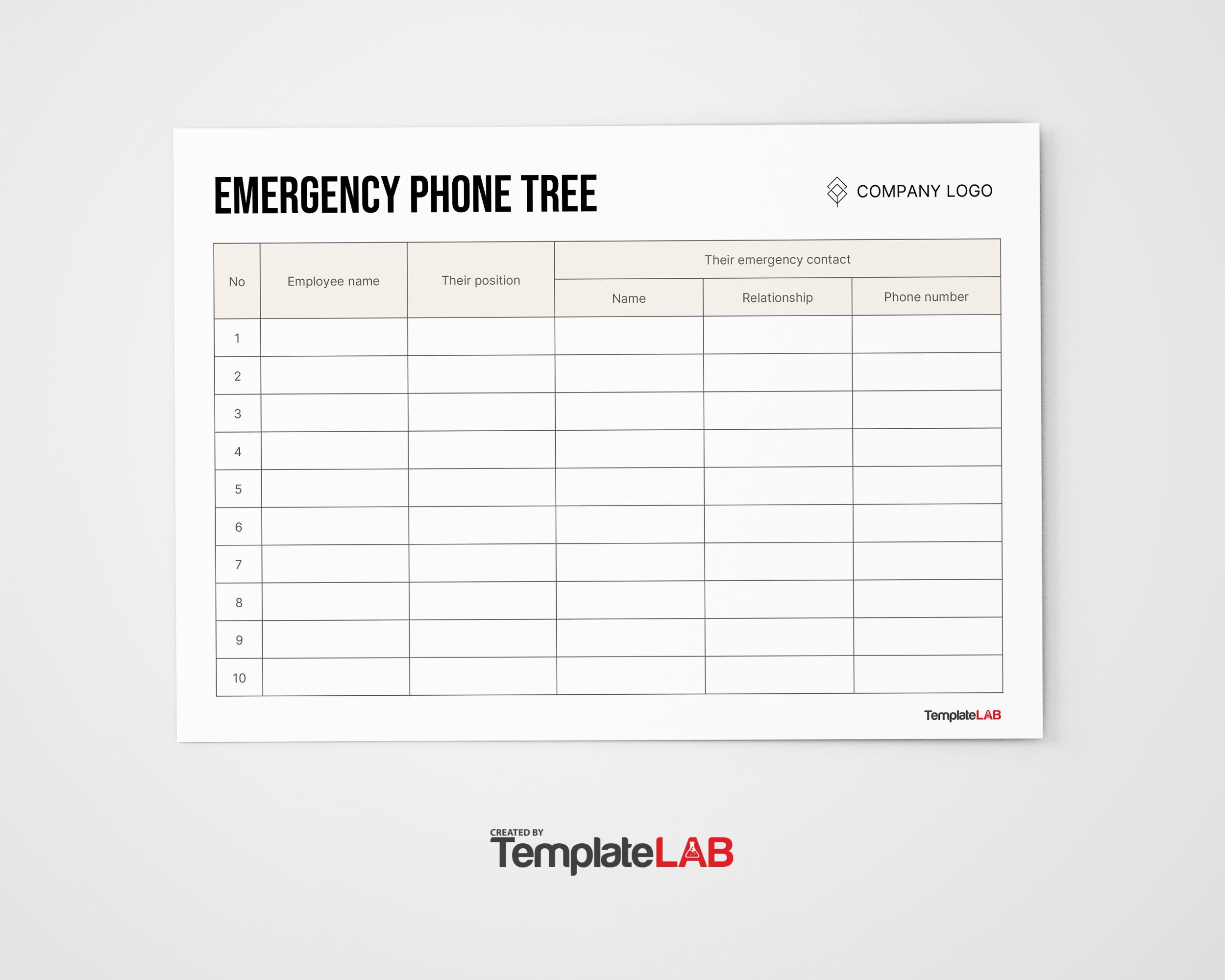 Free Emergency Phone Tree Template