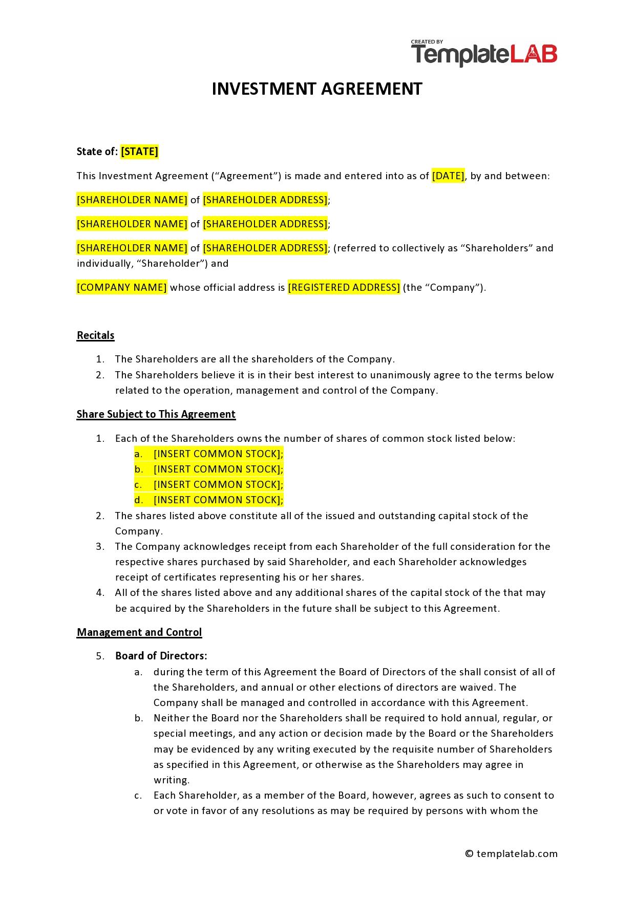share agreement template free