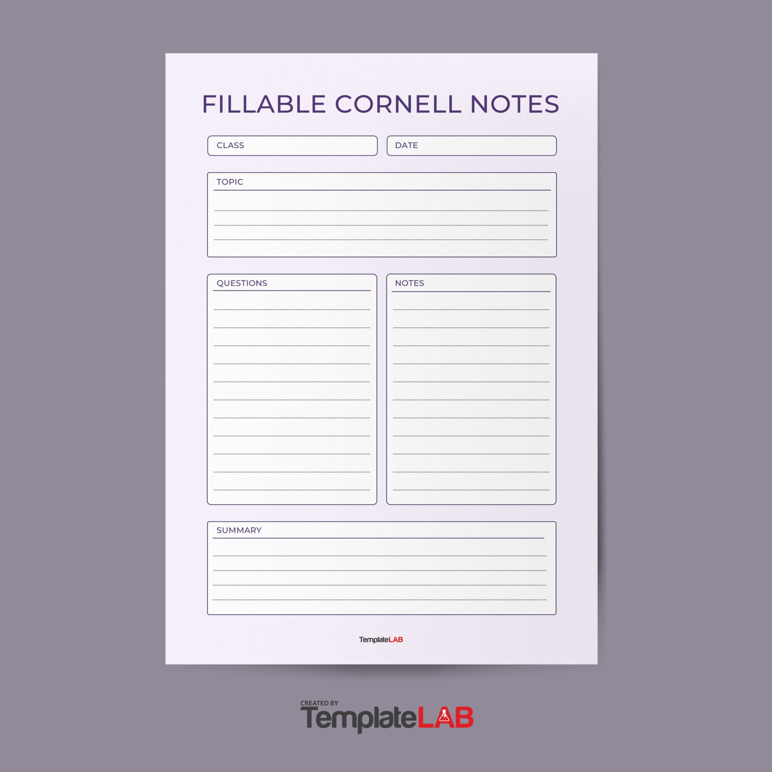 Free Fillable Cornell Notes Template