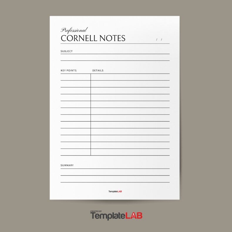 16 Printable Cornell Notes Templates Word Excel PDF