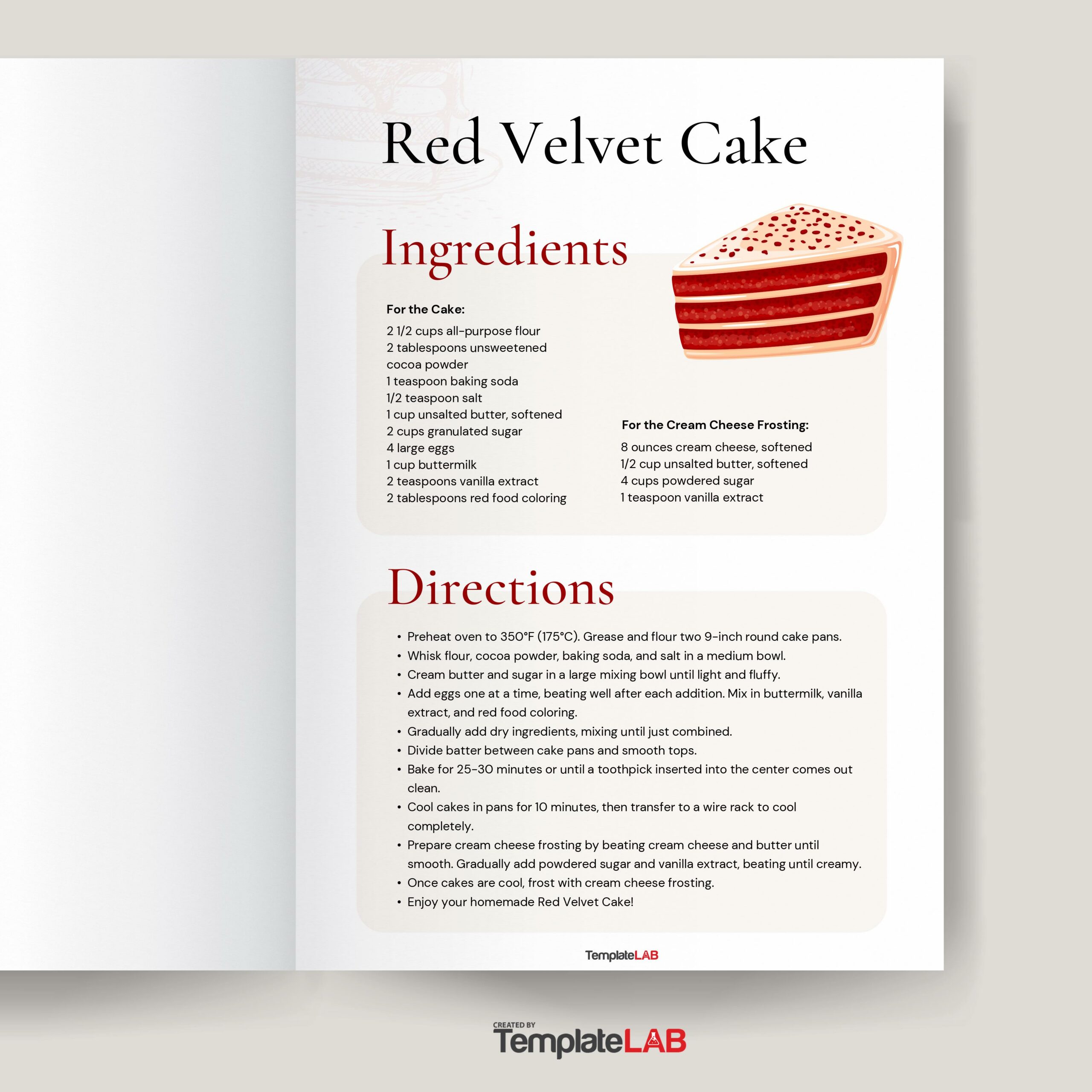 Cookbook Templates Recipe Book