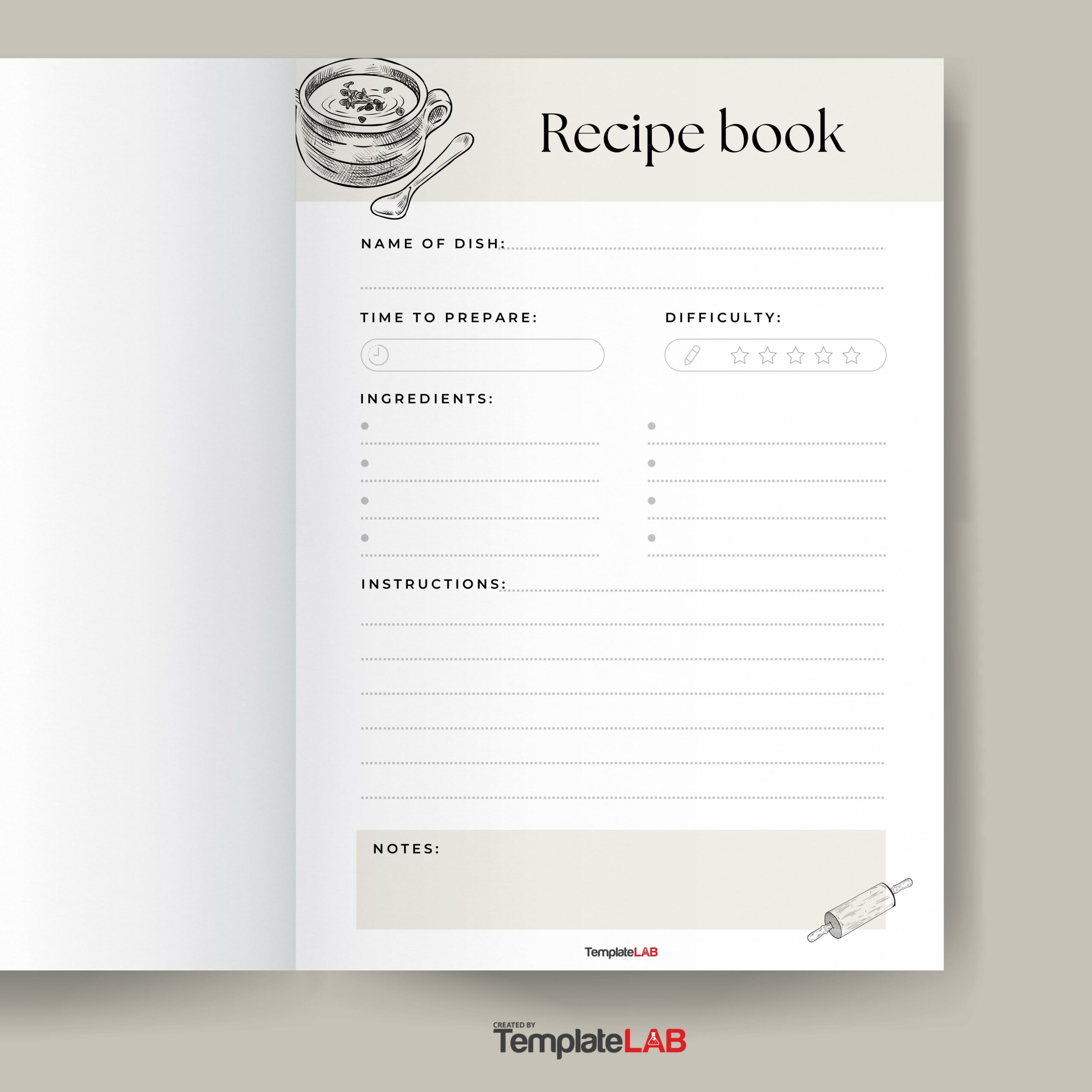 Recipe Book to Write in Your Own Recipes, Recipe Scrapbook, Blank