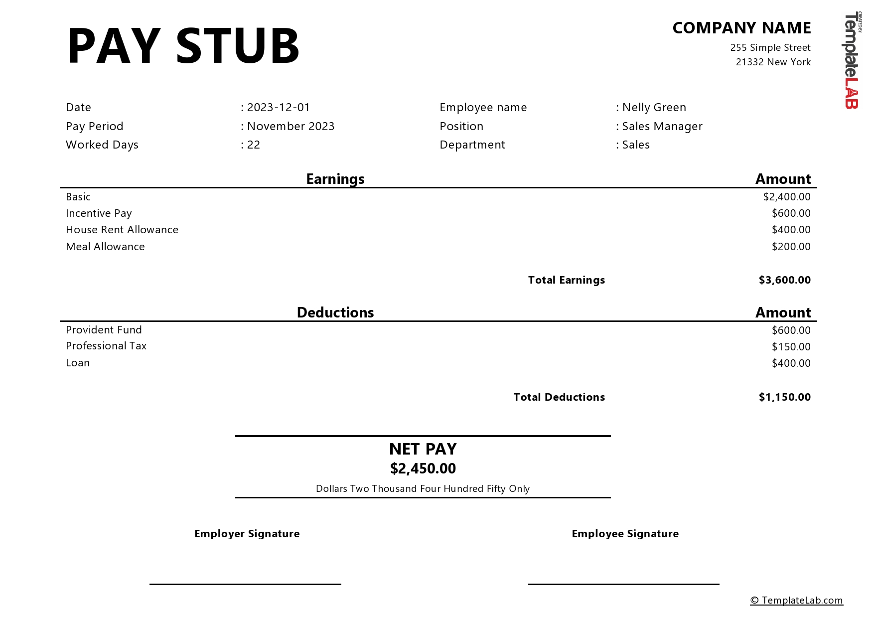 pay stub assignment