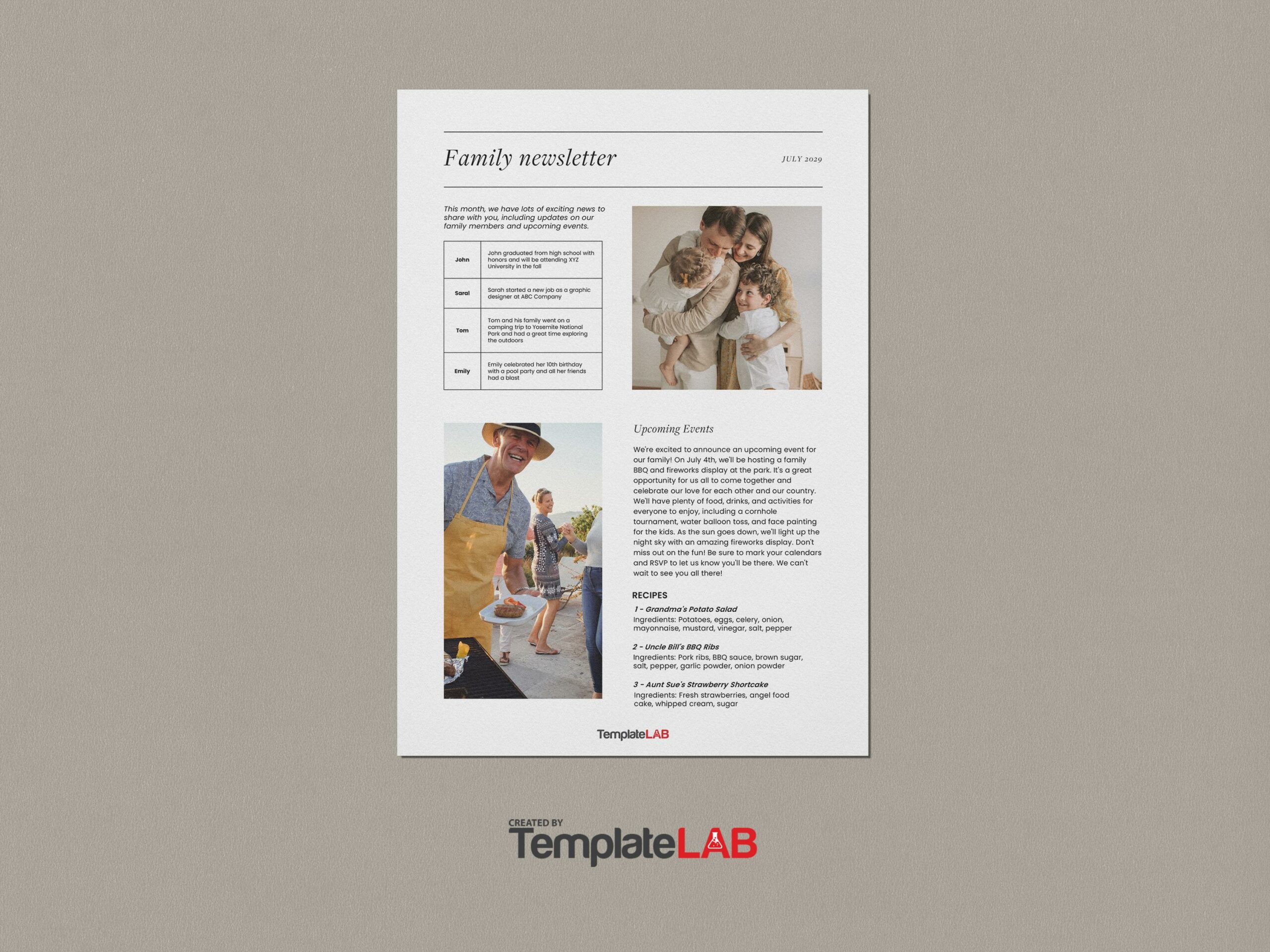 Free Family Newsletter Templates