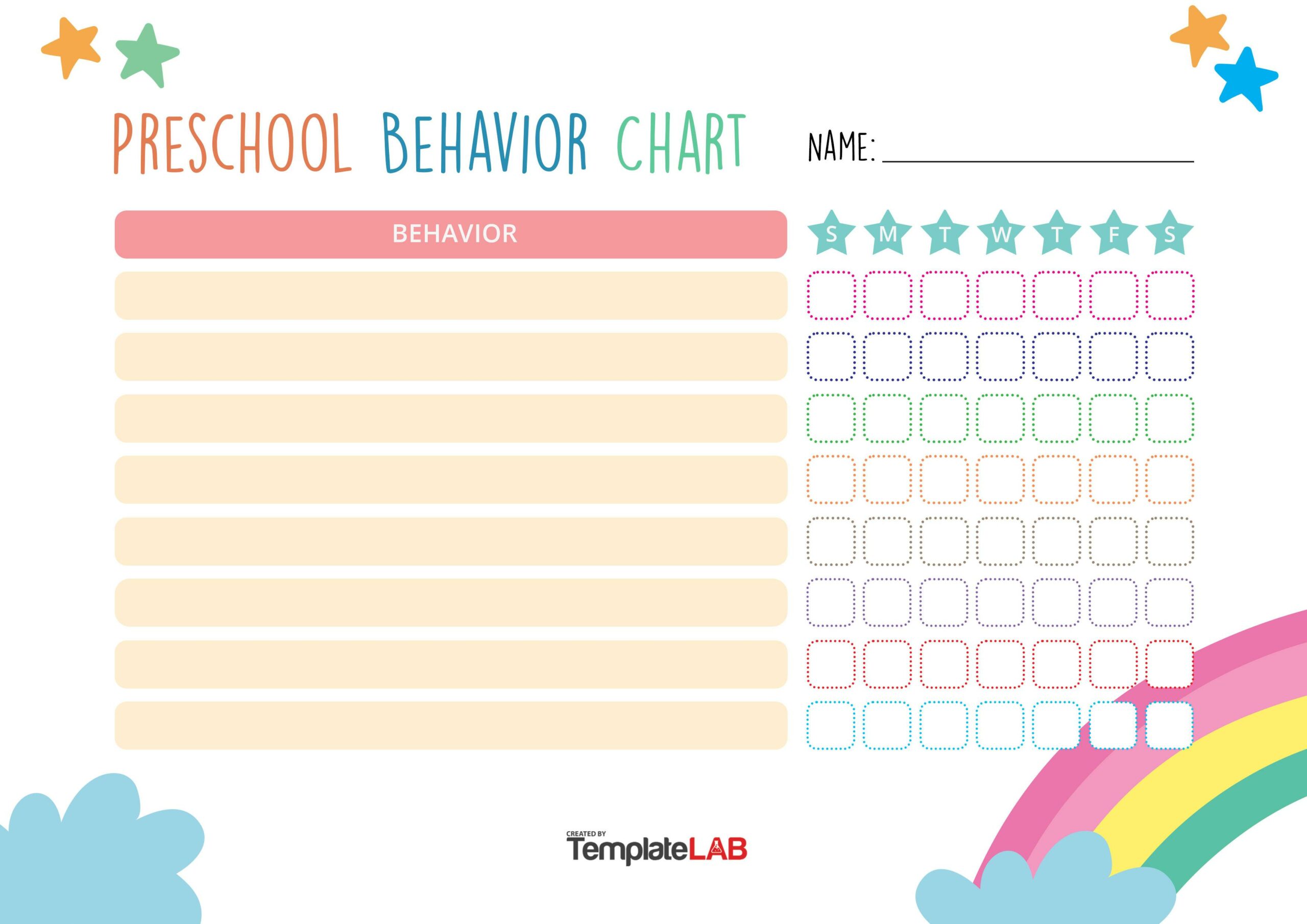 preschool behavior chart template