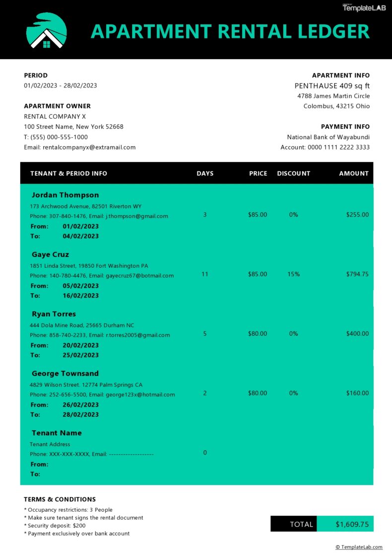39 Printable Rental Ledger Templates (Lease Ledger)