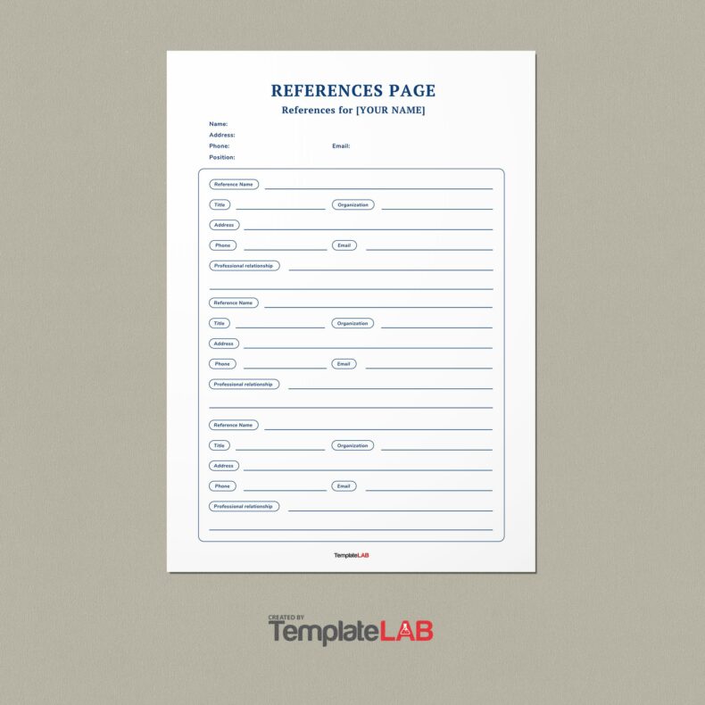 40 Professional Reference Page / Sheet Templates ᐅ TemplateLab