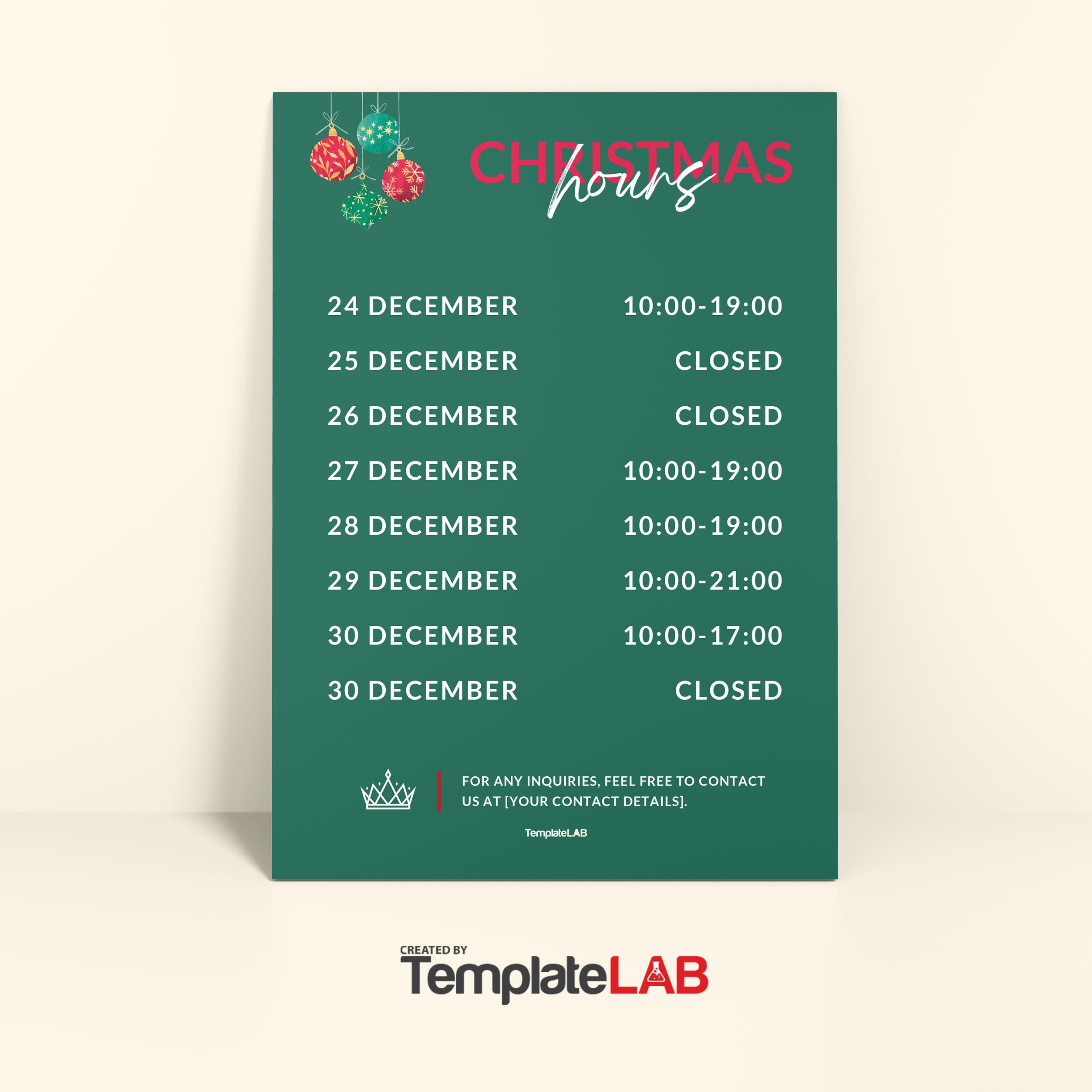 Free Christmas Hours Flyer