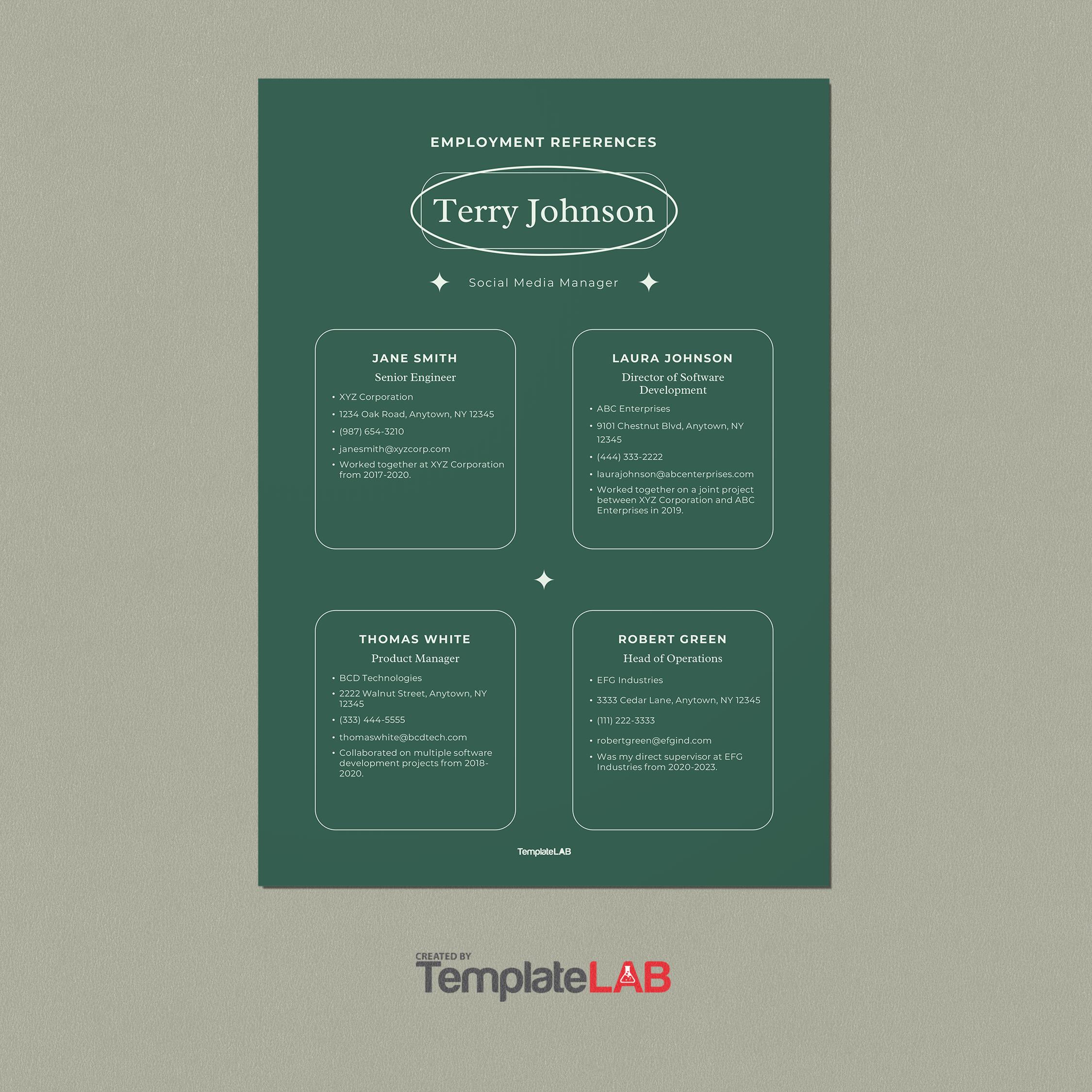 Free Employment References Template