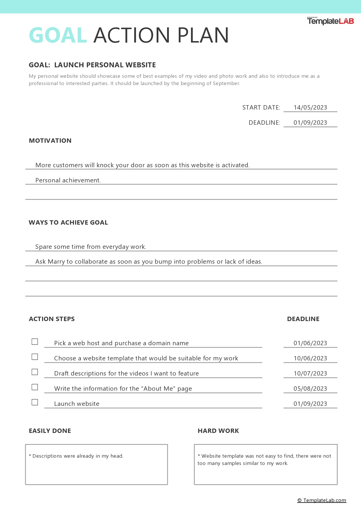 Free Goal Action Plan Template