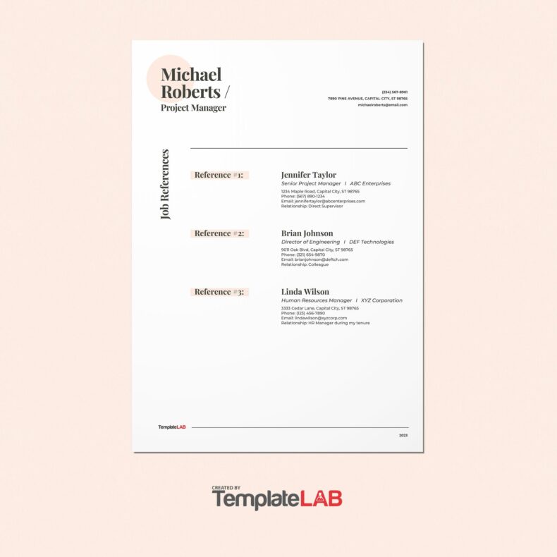 40 Professional Reference Page / Sheet Templates ᐅ TemplateLab