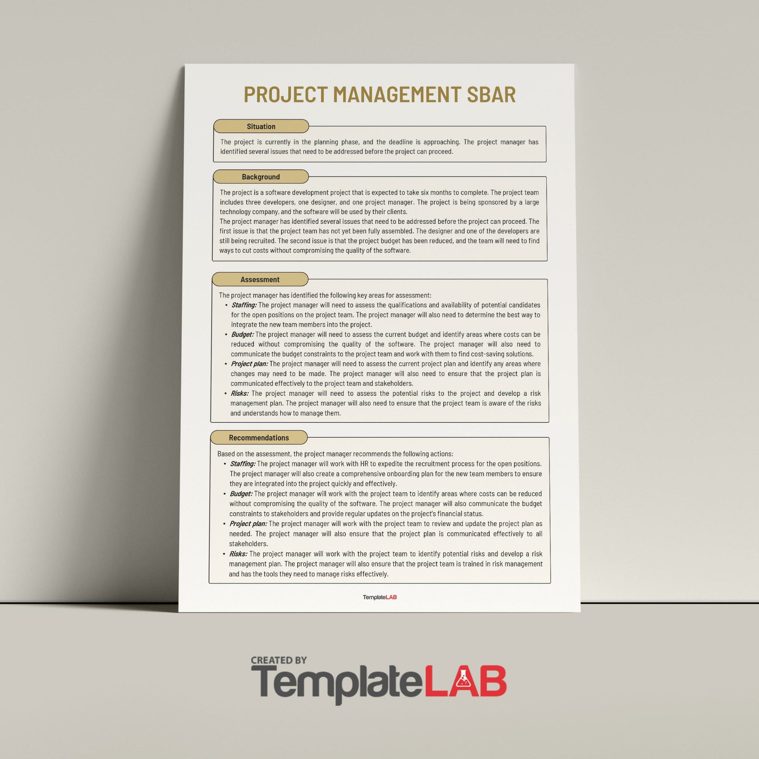 Free Project Management Sbar Template