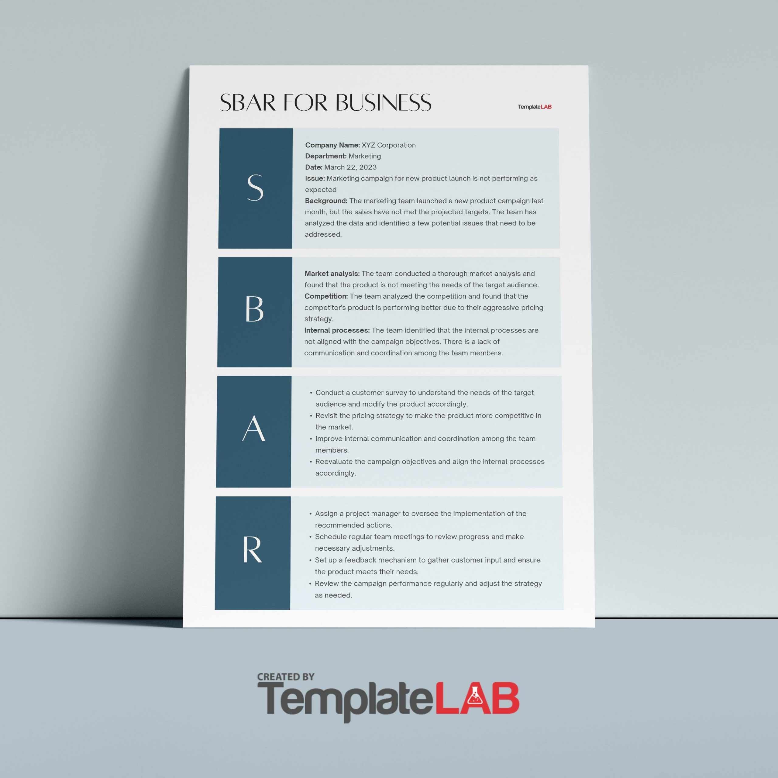 Free Sbar Template For Business